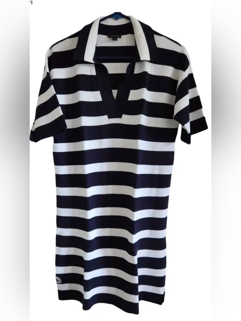 Ann Taylor Black and White Striped sweater dress large EUC